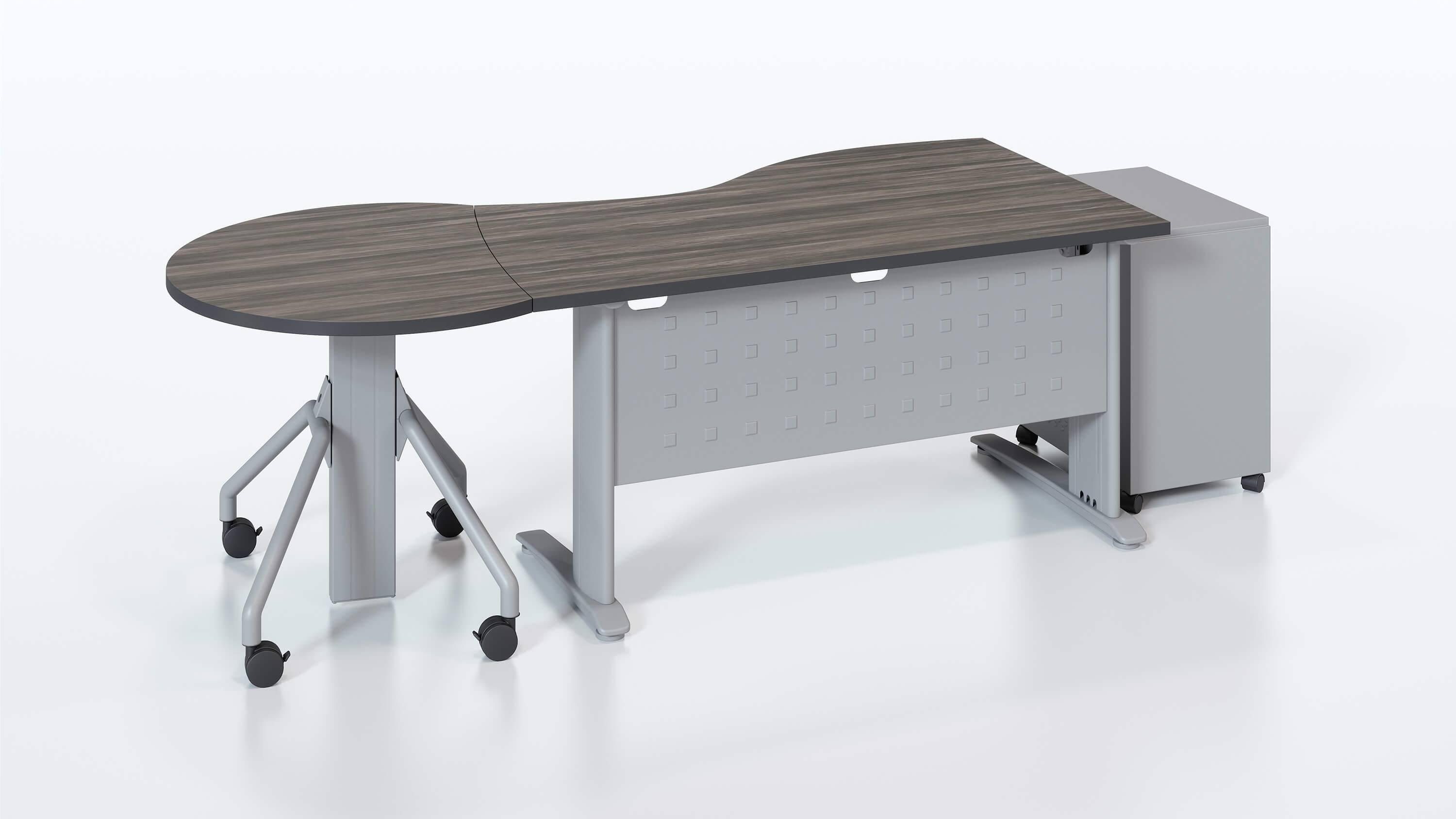 Teacher CSW | Wave Teacher's Desk with Nesting Adjustable Podium